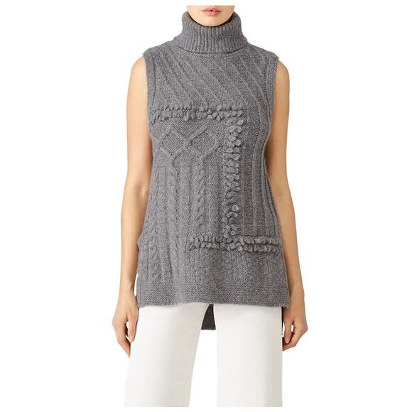 Derek Lam 10 Crosby Gray Chunky Knit Turtleneck Sweater Vest Alpaca Small Luxury - Picture 1 of 8
